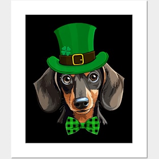 Dachshund Patricks Day Hat Funny St Patricks Day Boys Kids Posters and Art